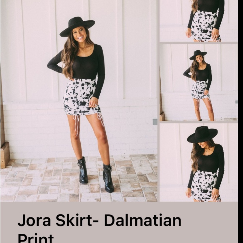 Dalmatian or Cow Print Skirt - Black and White